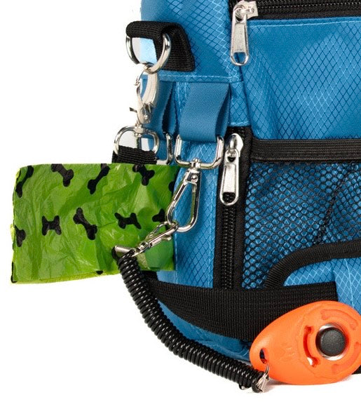 TAIL TRIBE Dog Walking Bag. UK Brand dog treat pouch includes removable liner, dog walking accessories water bowl, poop bags & training clicker