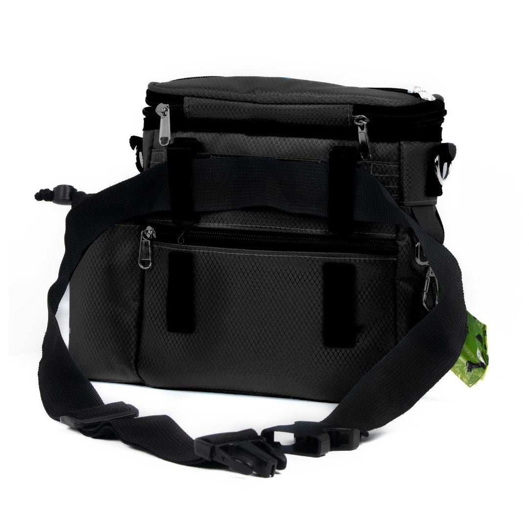 TAIL TRIBE Dog Walking Bag. UK Brand dog treat pouch includes removable liner, dog walking accessories water bowl, poop bags & training clicker (Black))